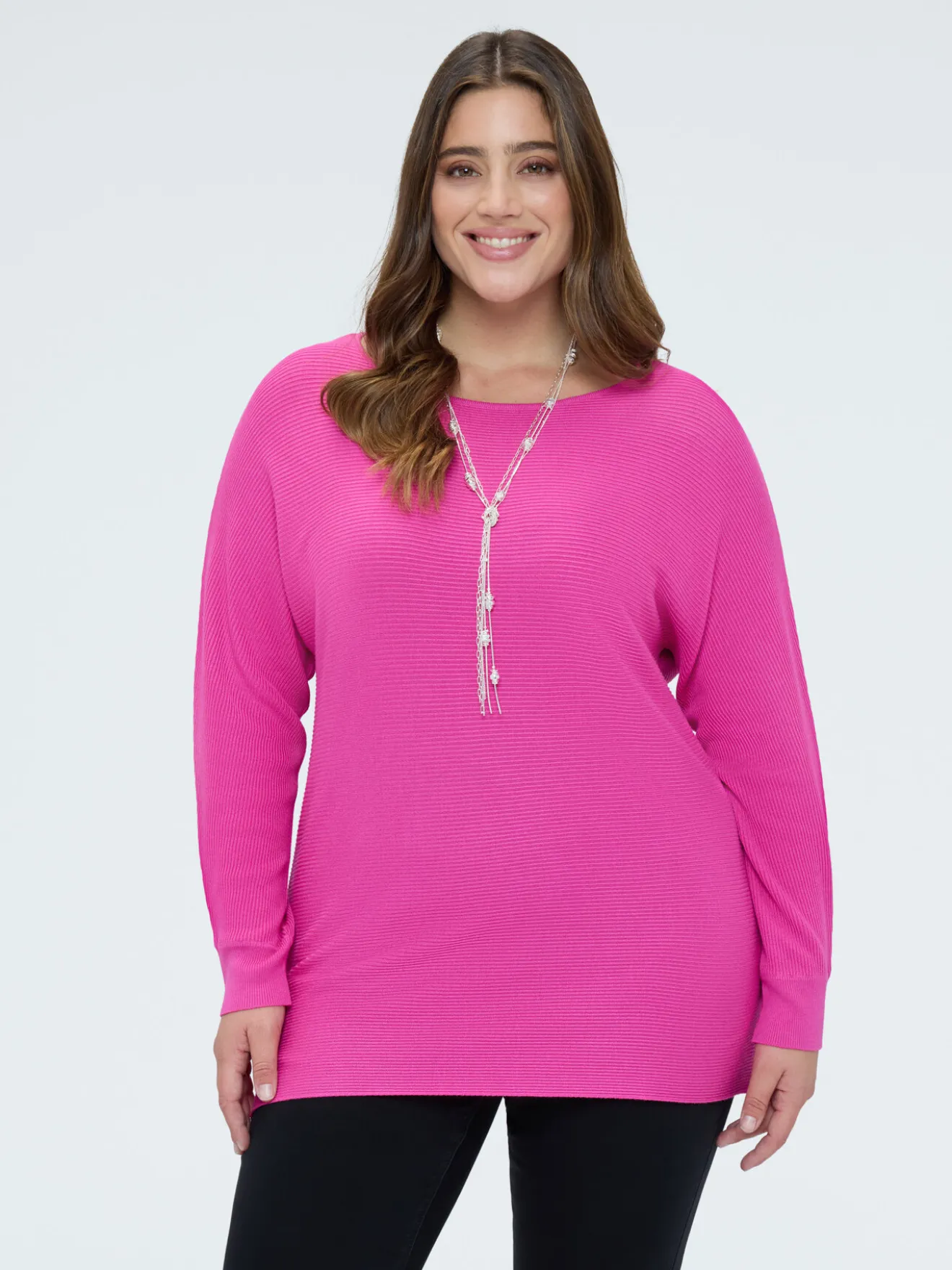 Maglia a costine con maniche kimono