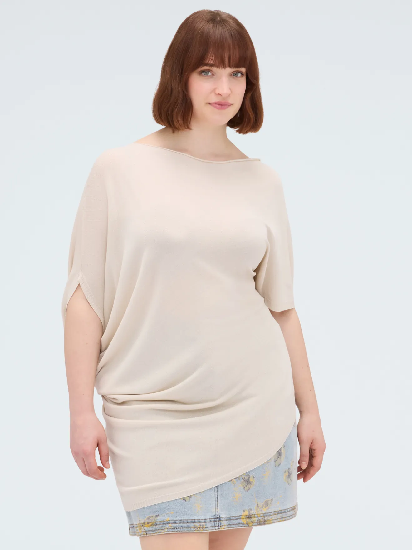 Maglia asimmetrica in misto viscosa