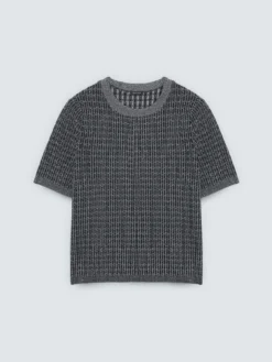 Maglia maniche corte con lavorazione a quadretti