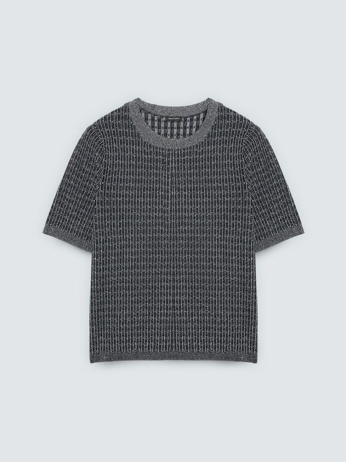 Maglia maniche corte con lavorazione a quadretti