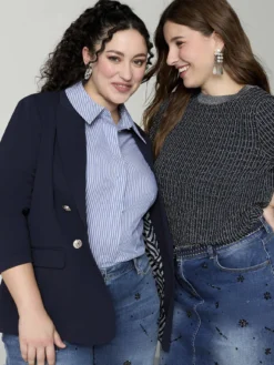 Maglia maniche corte con lavorazione a quadretti