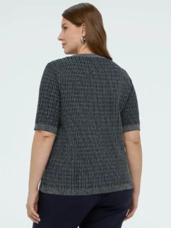 Maglia maniche corte con lavorazione a quadretti