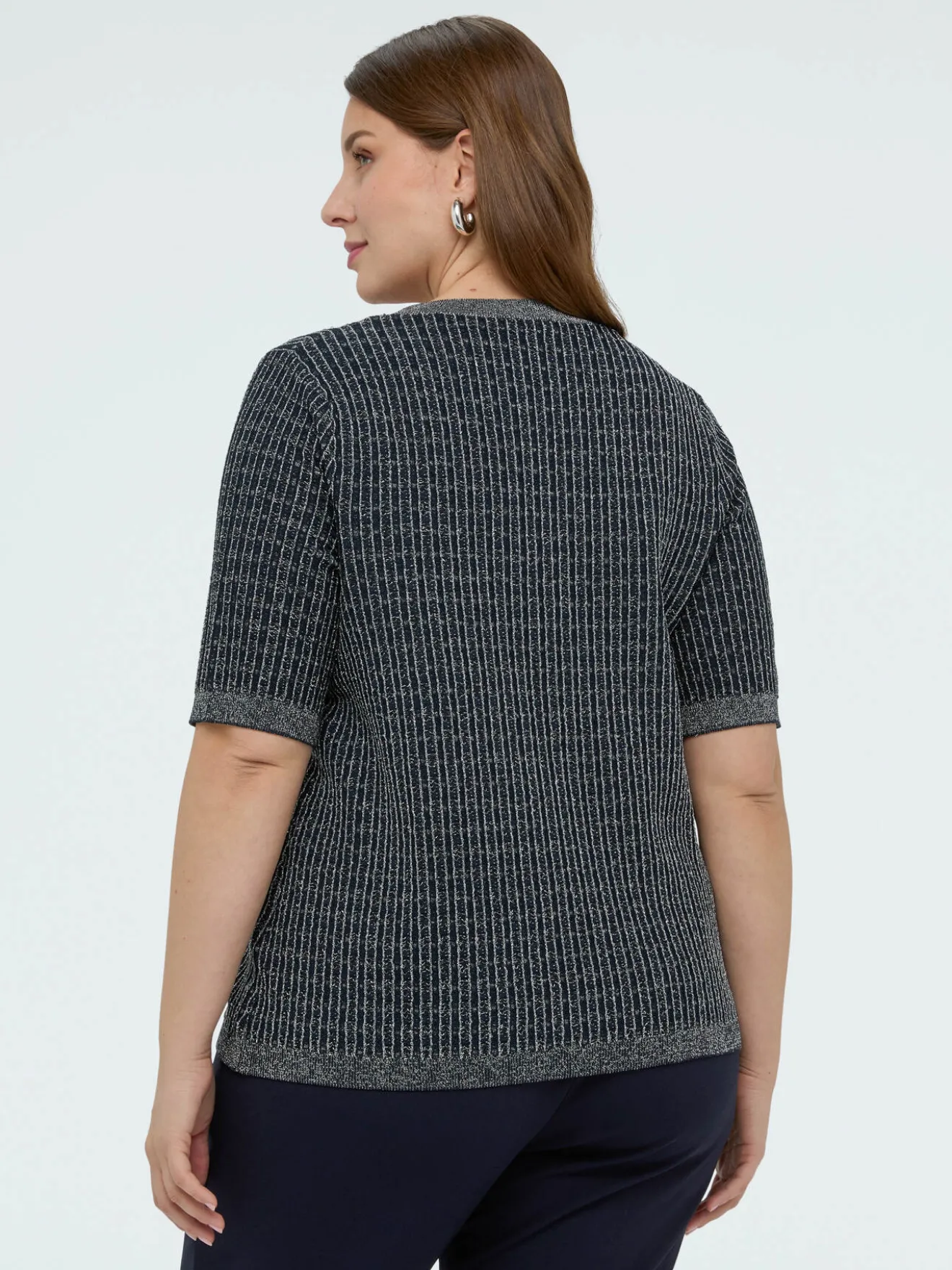 Maglia maniche corte con lavorazione a quadretti