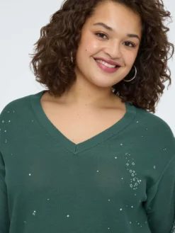 Maglia misto viscosa con applicazioni luminose