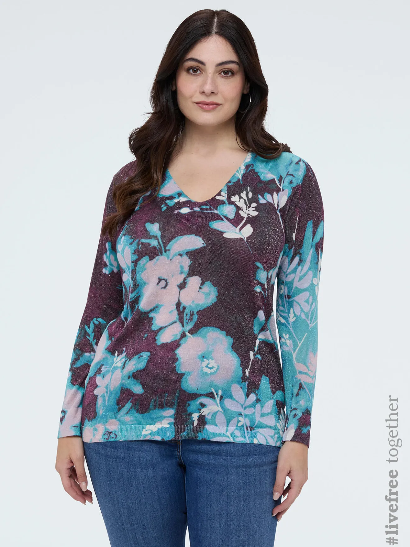 Maglia misto viscosa con stampa floreale