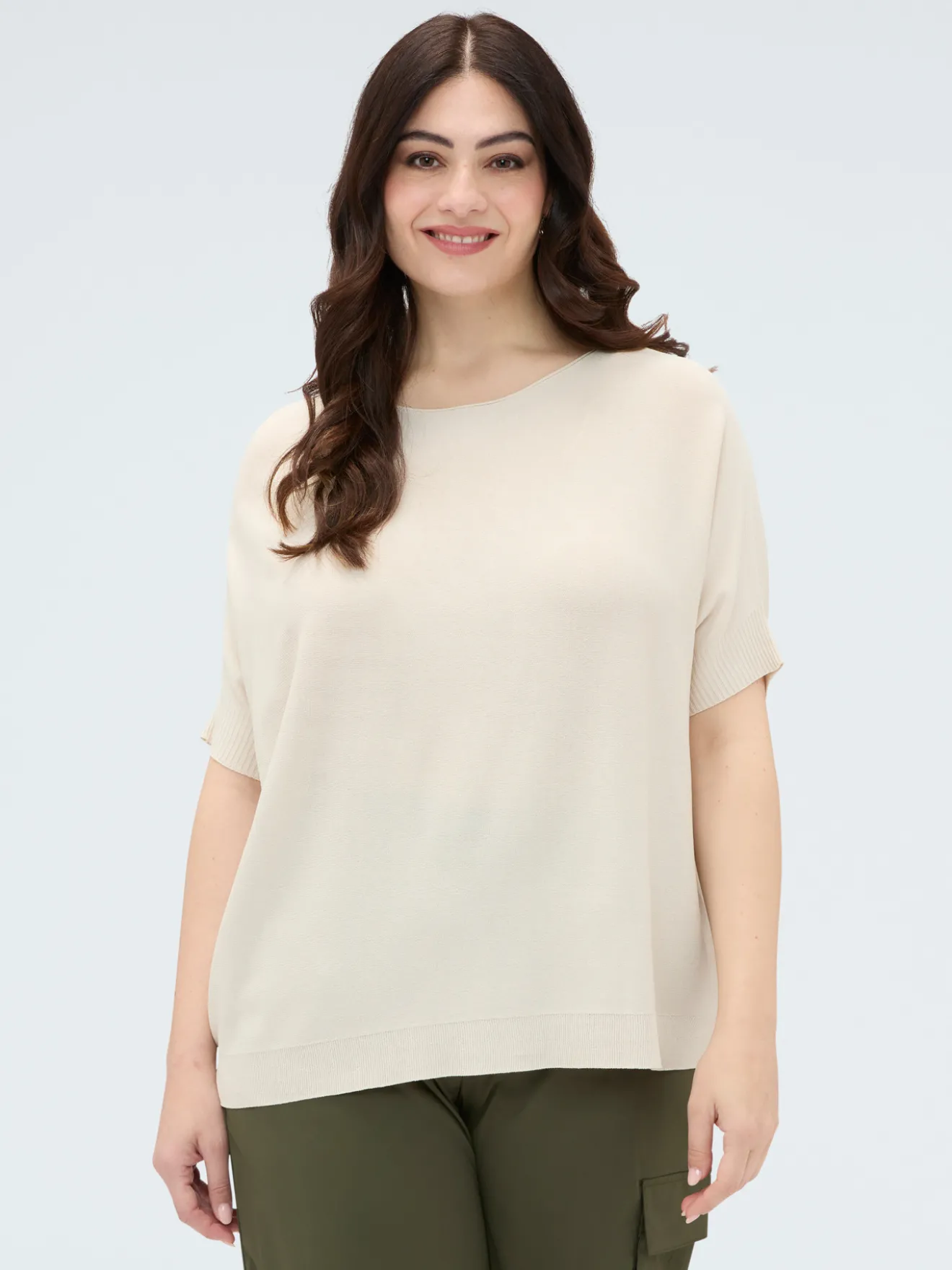 Maglia misto viscosa scollo a barchetta