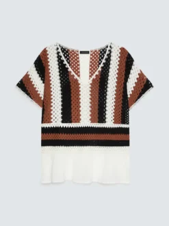 Maglia traforata a righe