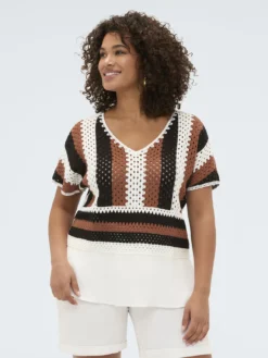 Maglia traforata a righe