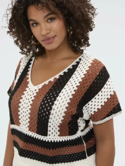 Maglia traforata a righe