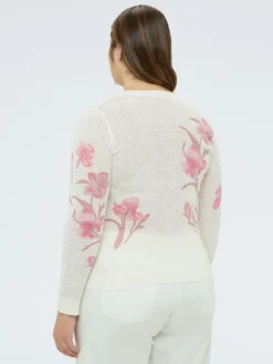 Maglia traforata con stampa floreale