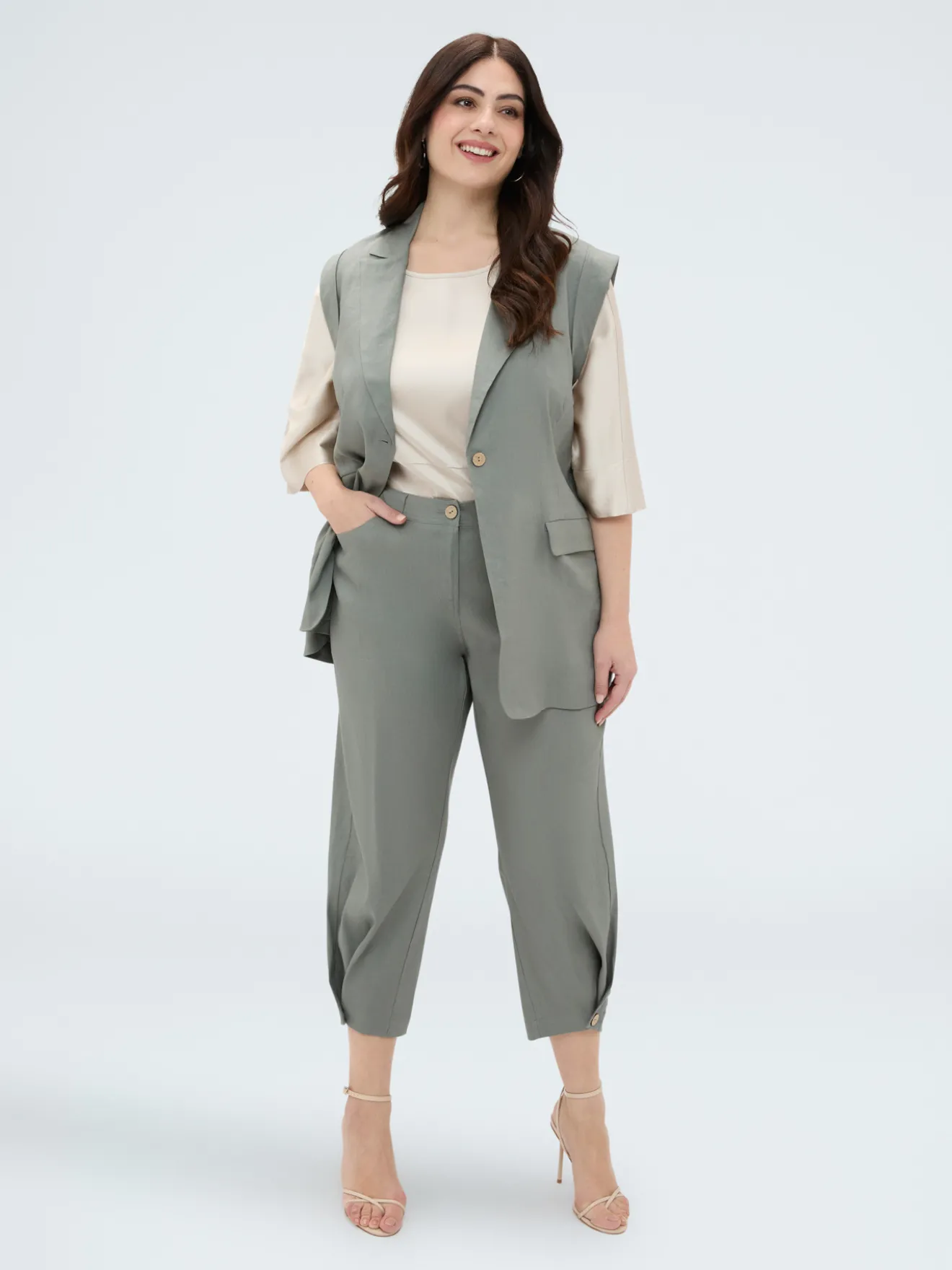 Pantaloni Balloon in misto lino