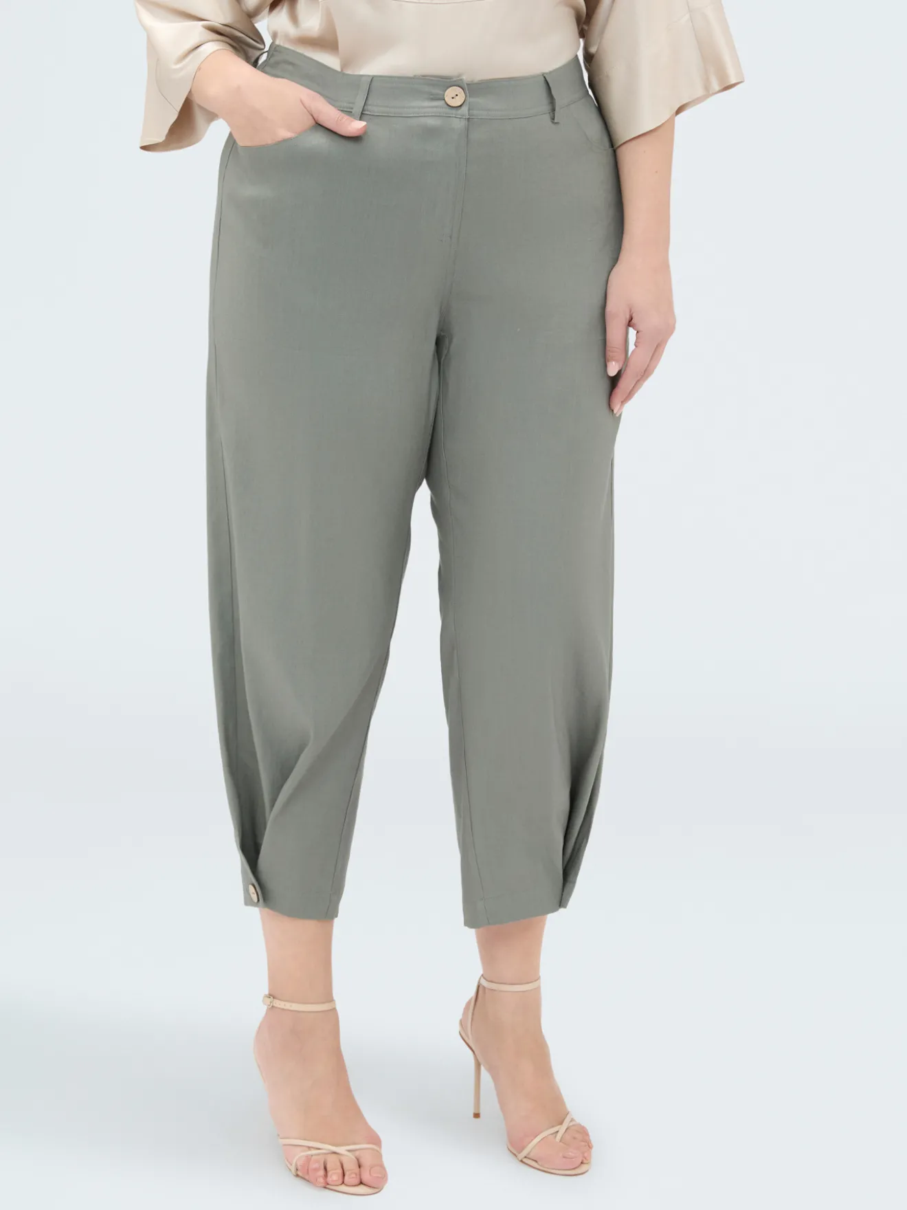 Pantaloni Balloon in misto lino