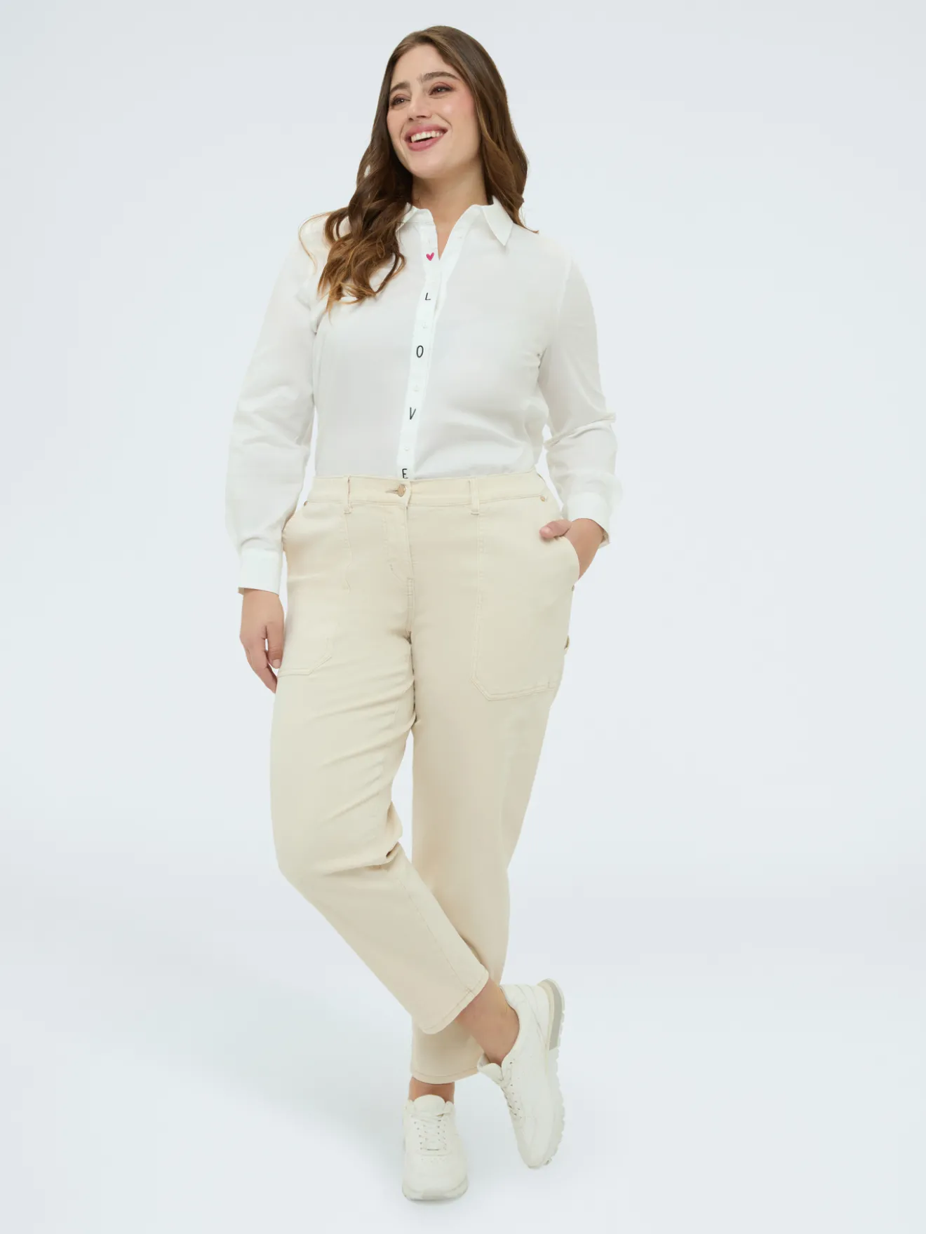 Pantaloni Carrot Fit in cotone