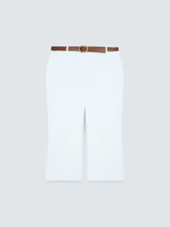 Pantaloni cropped con ricami e cintura