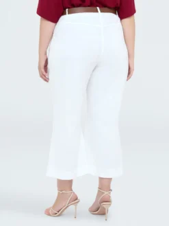 Pantaloni cropped con ricami e cintura