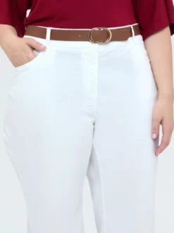Pantaloni cropped con ricami e cintura