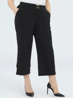 Pantaloni cropped in felpa con dettaglio gioiello