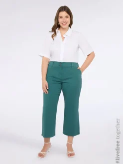Pantaloni cropped in misto cotone