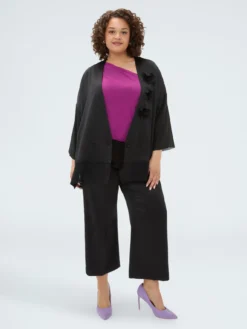 Pantaloni cropped in raso