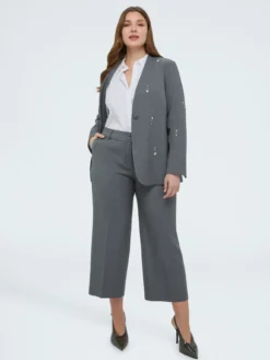 Pantaloni Cropped in tessuto melange