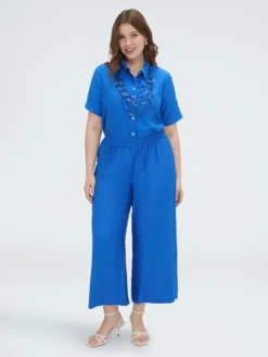 Pantaloni cropped in viscosa