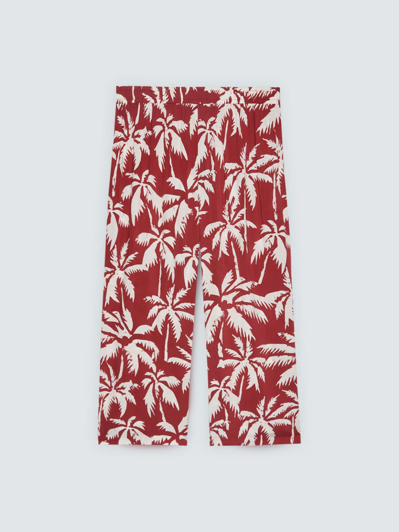 Pantaloni cropped in viscosa con stampa