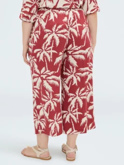 Pantaloni cropped in viscosa con stampa