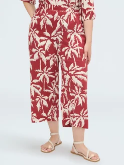 Pantaloni cropped in viscosa con stampa