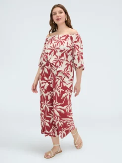 Pantaloni cropped in viscosa con stampa