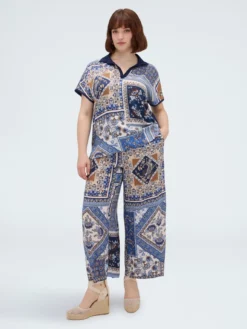 Pantaloni cropped in viscosa