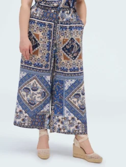 Pantaloni cropped in viscosa