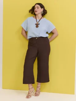 Pantaloni in misto lino e viscosa