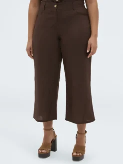 Pantaloni in misto lino e viscosa