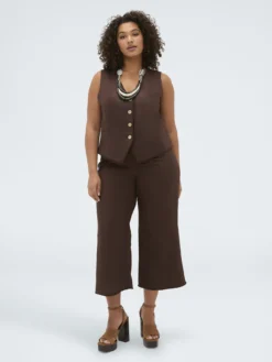 Pantaloni in misto lino e viscosa