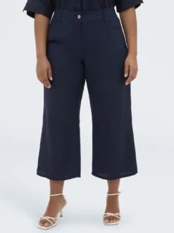 Pantaloni in misto lino e viscosa