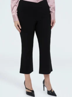 Pantaloni Kick Flare vita elasticizzata asimmetrica