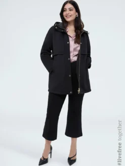 Pantaloni Kick Flare vita elasticizzata asimmetrica