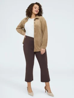 Pantaloni Kick Flare vita elasticizzata asimmetrica