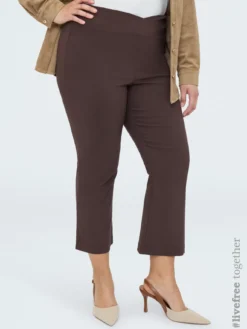 Pantaloni Kick Flare vita elasticizzata asimmetrica