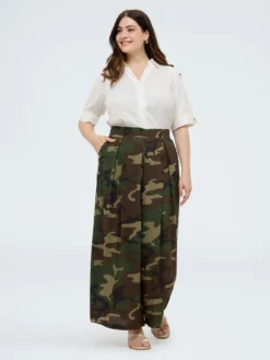 Pantaloni palazzo camouflage