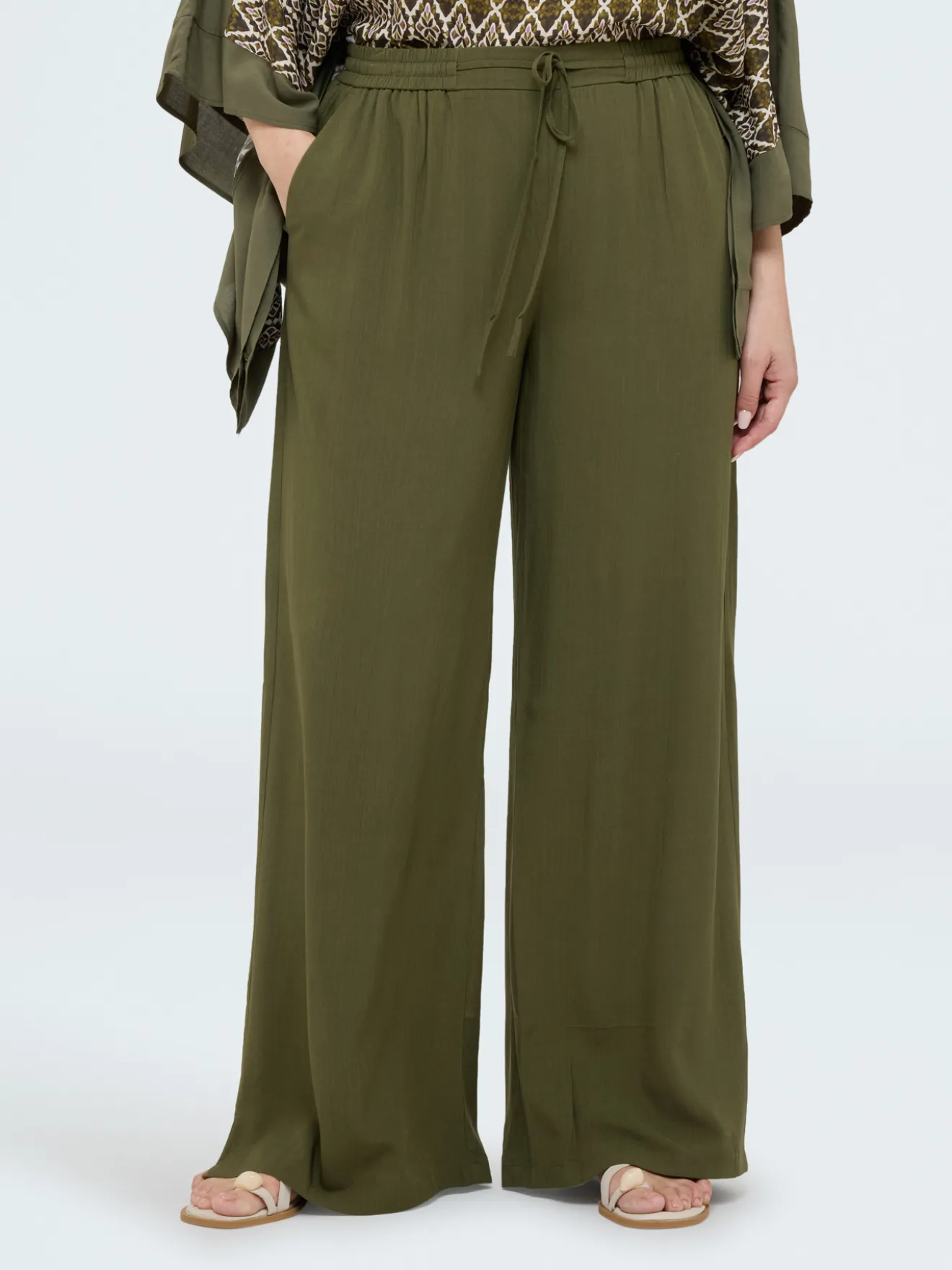 Pantaloni Wide Leg con coulisse in vita