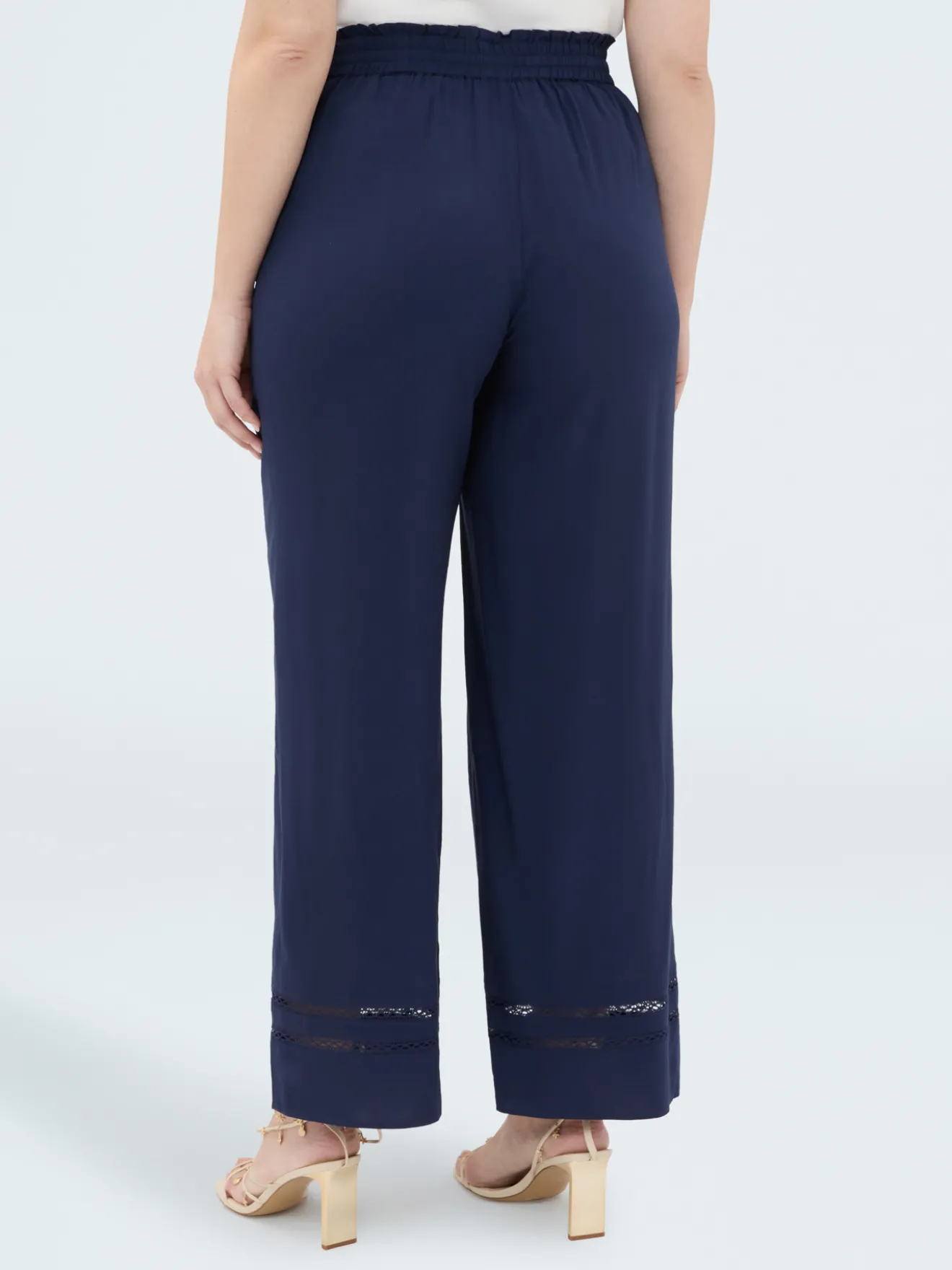 Pantaloni Wide Leg con dettaglio ajour