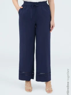Pantaloni Wide Leg con dettaglio ajour