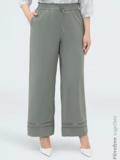 Pantaloni Wide Leg con dettaglio ajour