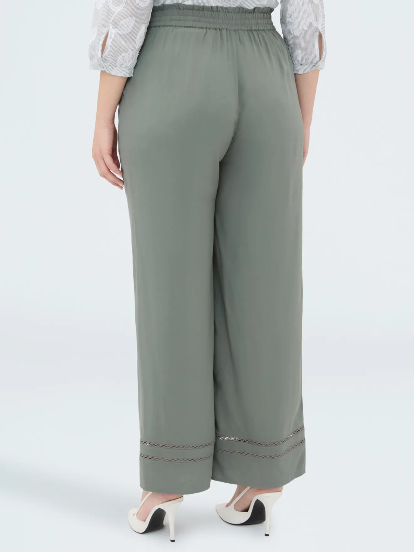 Pantaloni Wide Leg con dettaglio ajour