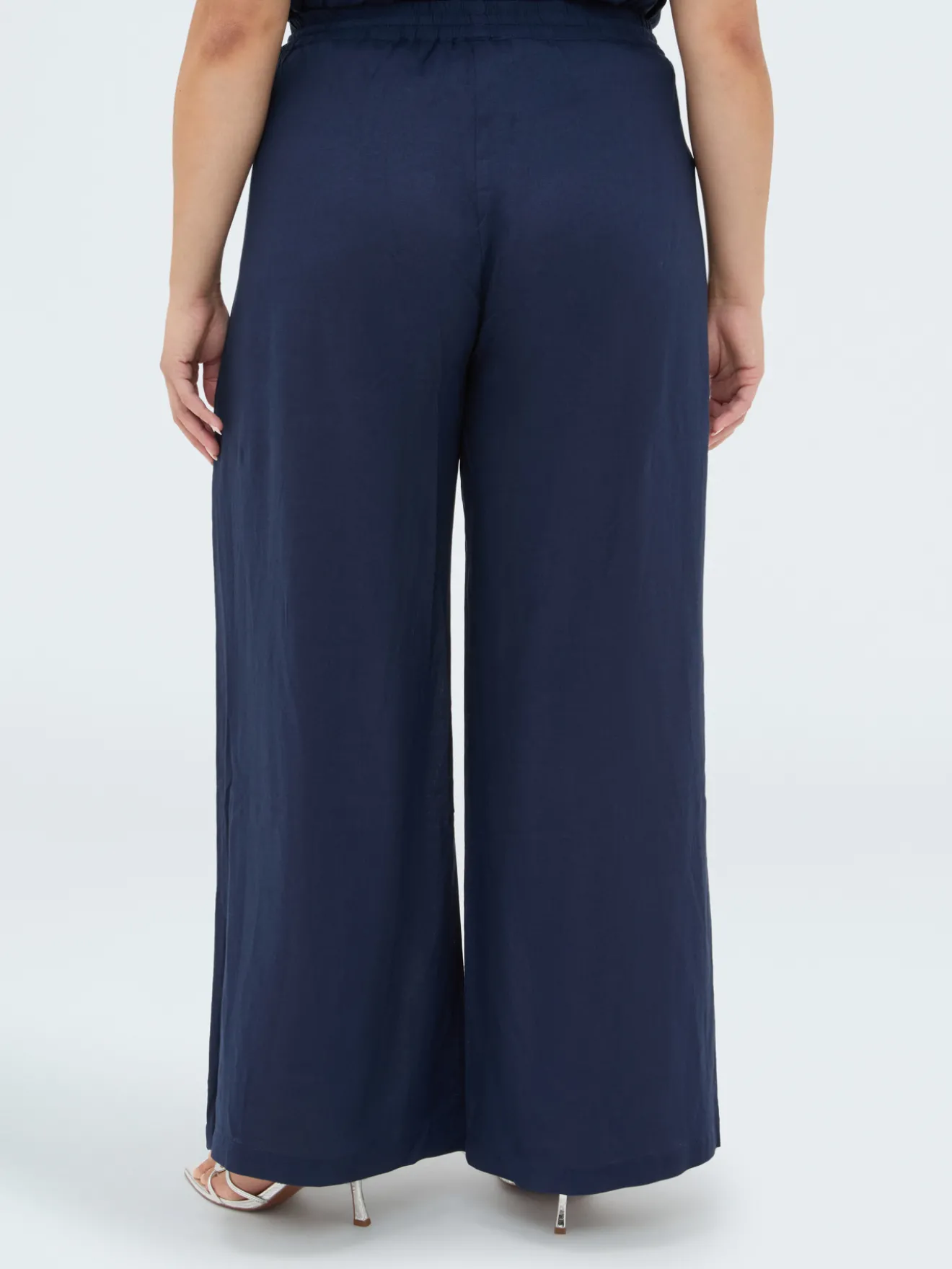 Pantaloni Wide Leg in misto lino