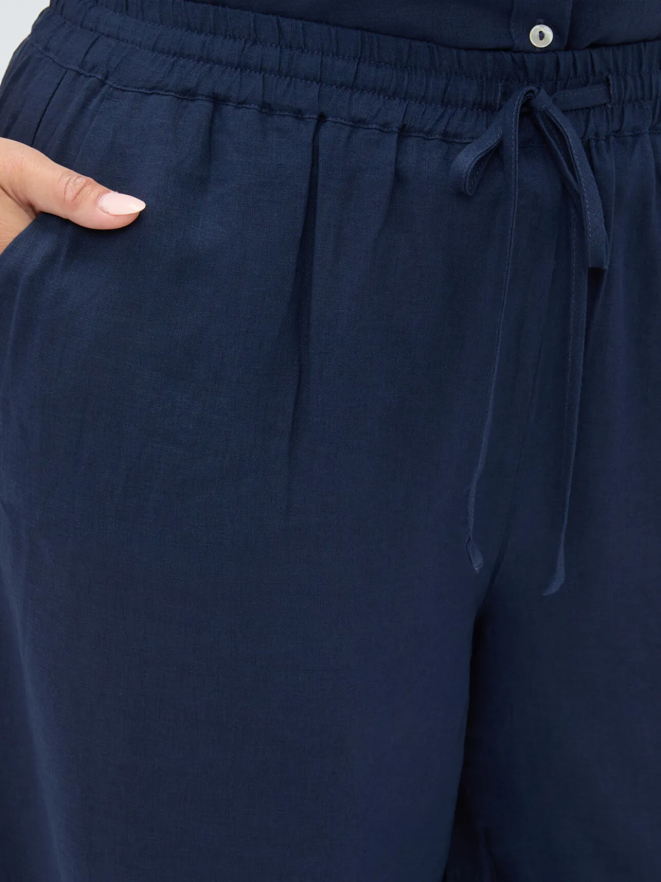 Pantaloni Wide Leg in misto lino