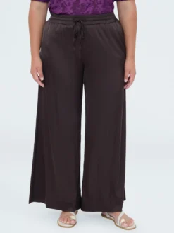 Pantaloni Wide Leg in raso di viscosa