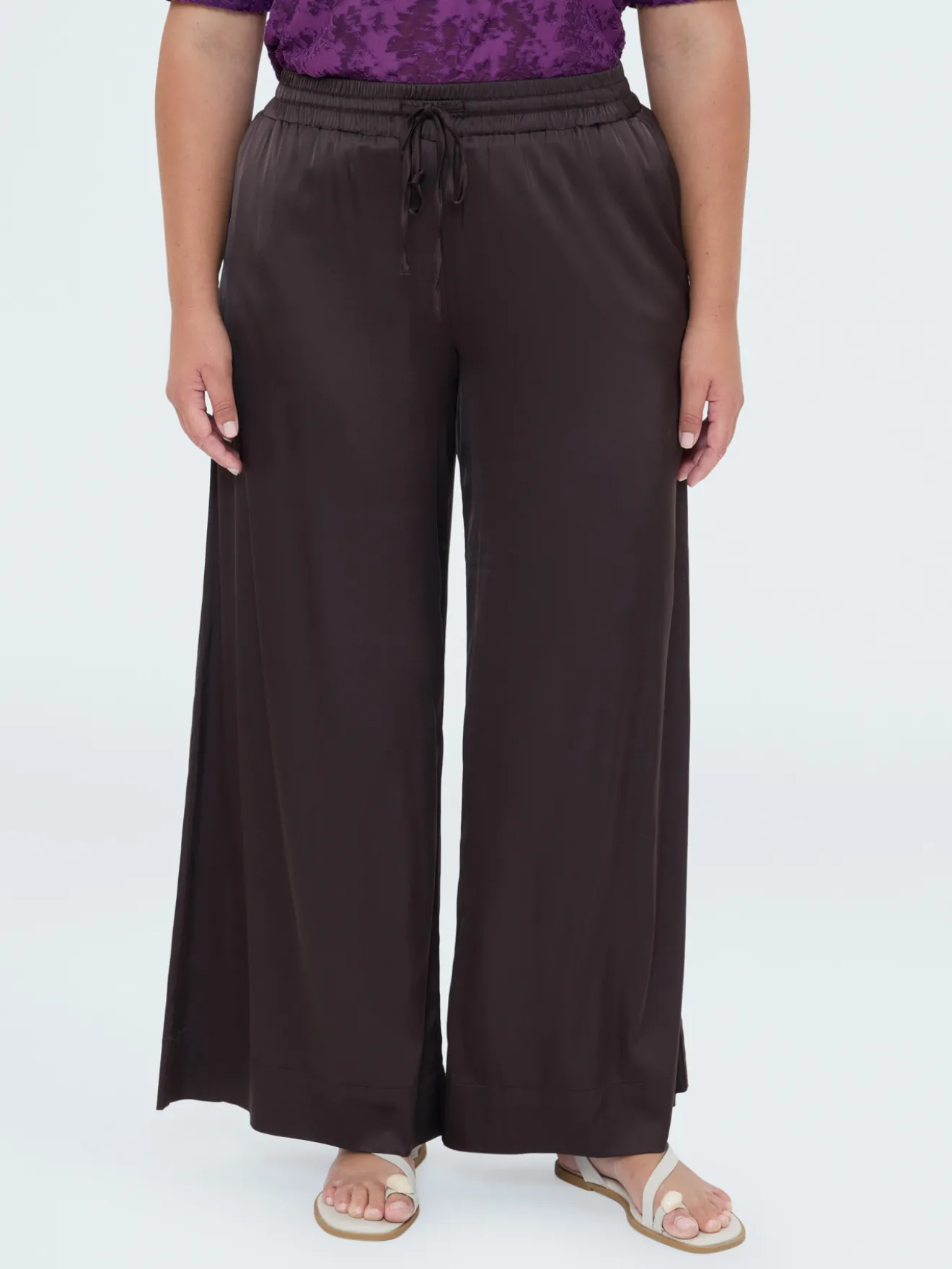 Pantaloni Wide Leg in raso di viscosa
