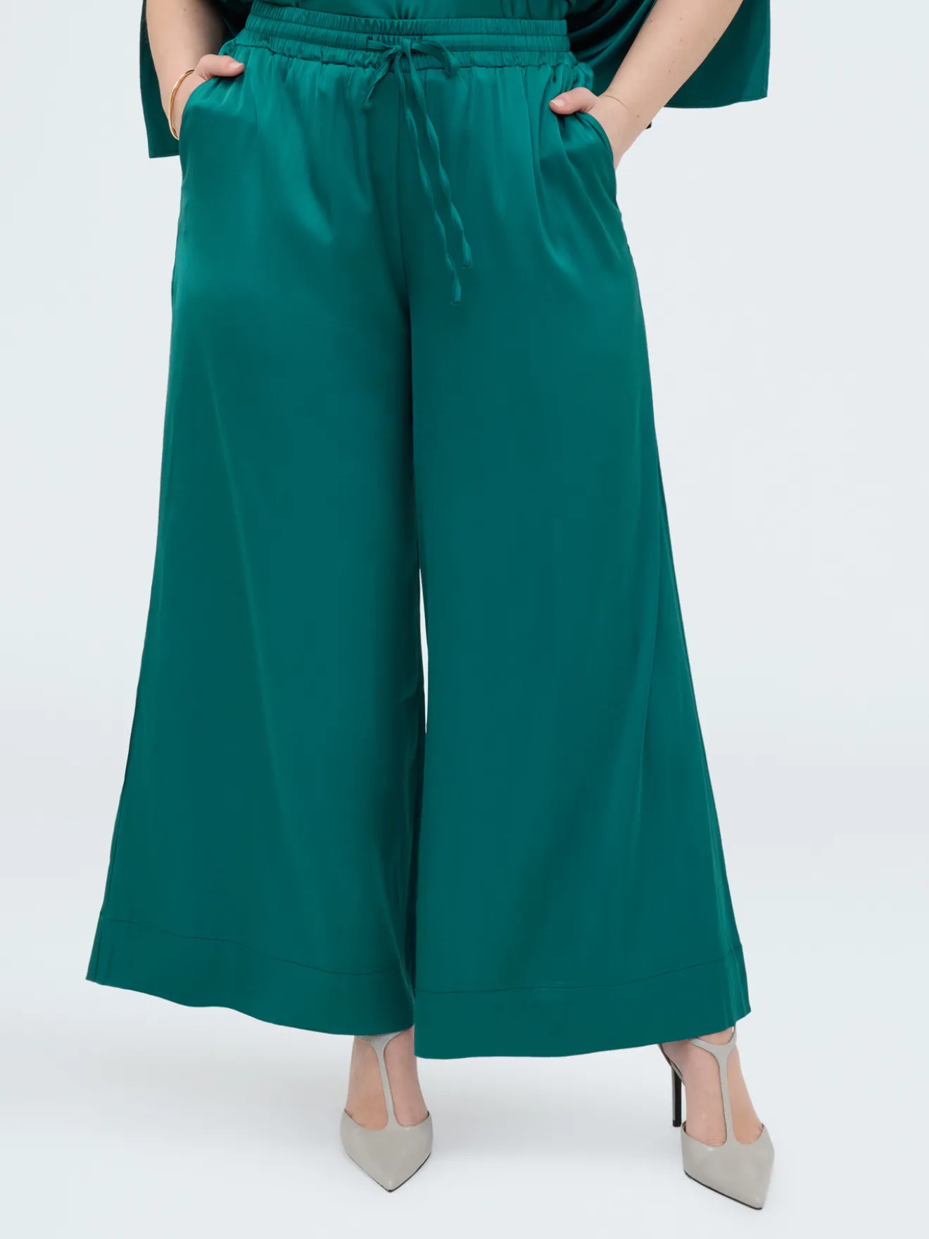 Pantaloni Wide Leg in raso di viscosa